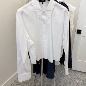 Theory Classic White Button-Up Blouse